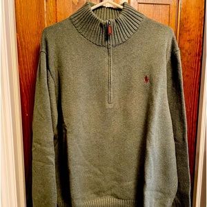 Army green Ralph Lauren quarter zip sweater! XXL. Great color!! Gently worn!